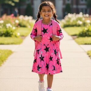 PixieLane Pink Starry Kids Casual Dress- size 6